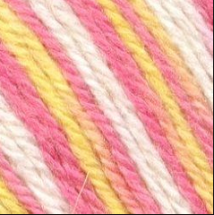 Пряжа "Подмосковная меланж", 50% шерсть, 50% акрил, 100гр-250м, яр.розовый/жёлтый/белый