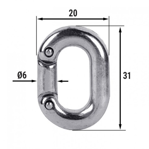 Звено ремонтное для цепи 6 мм, нерж. сталь AISI316