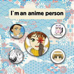 Набор значков «I'm an anime person»