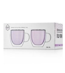 Набор кружек с цветными двойными стенками Glaffe New-York 250 мл розовые, стеклянные