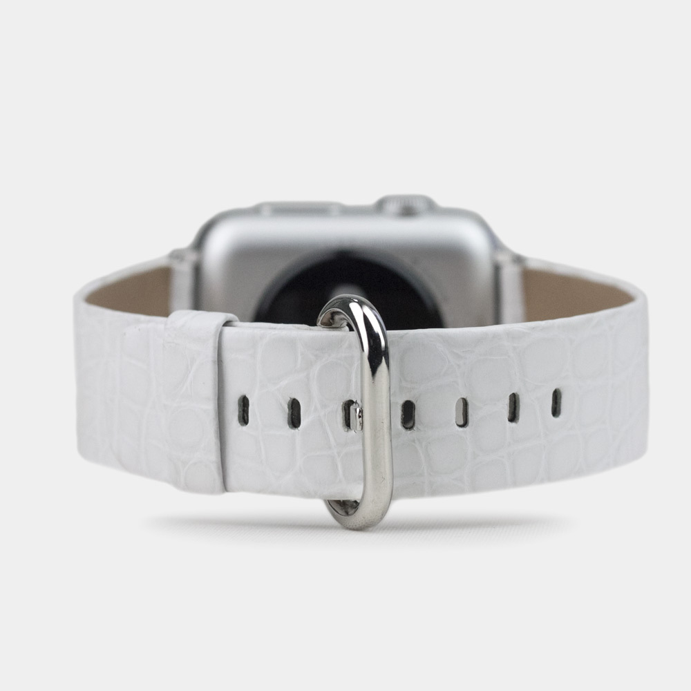 Ремешок для Apple Watch 40/41mm Classic из кожи аллигатора белого цвета