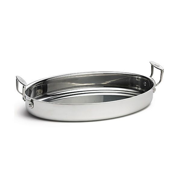 Лоток для жарки TRI-PLY 40,5х25,5см h6,5см 6,3л, овальный, с ручками, нерж.сталь CW2044