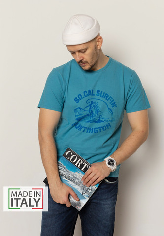 Футболка Bowery NYC "So.Cal Surfin' Huntington" Slub Pagoda Blue