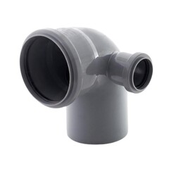 Отвод ПП (полипропилен) для канализации 90гр. Дн 110 с патрубком 50 правым с уплотнительным кольцом, Ростурпласт