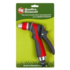 Пистолет поливочный QUATTRO ELEMENTI 1-режимный металл + мягкий пластик, регулировка напор (646-164)