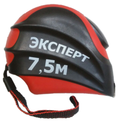 Рулетка "ЭКСПЕРТ" 7375, двойная фиксация, обрезиненный корпус из ABS пластика, 7,5м*25мм