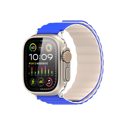 Ремешок магнитный двухсторонний от Dux Ducis для смарт часов Apple Watch 42, 44, 45, 46, 49мм, серия SD Series (два цвета Klein Blue/Beige)