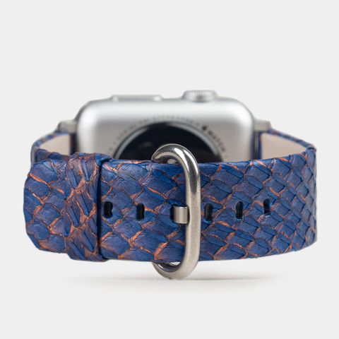 Ремешок для Apple Watch 40/41/42 mm из кожи лосося, цвета сине-оранжевый градиент