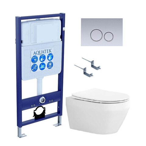 Aquatek SET Aquatek ЛЕЯ cm-019 4в1 SET Aquatek ЛЕЯ-019 4в1 (рама Aquatek Standard INS-0000012+крепеж KKI-0000002+клавиша KDI-0000019+унитаз ЛЕЯ AQ1199-00 с тонким сиденьем soft-close)