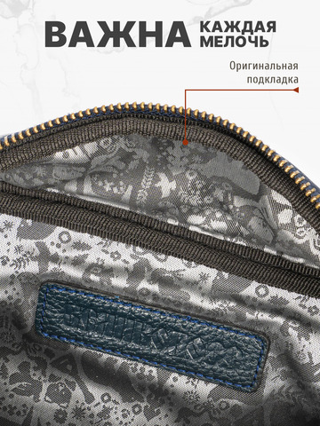 Кожаная сумка на пояс синего цвета