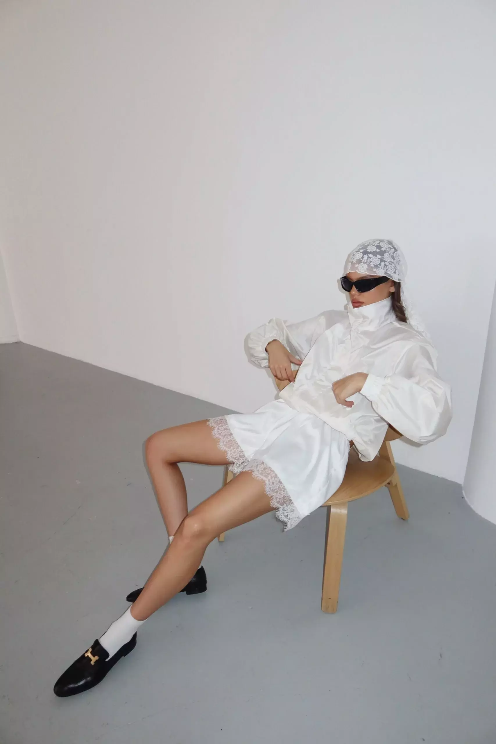 Шорты с кружевом, Белые