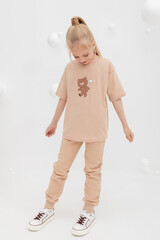брюки  для девочки  КР 400590/нежный бежевый к417