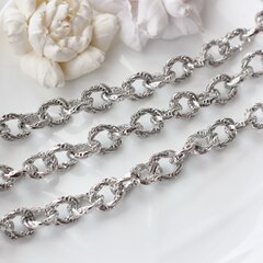 Цепочка с витым плетением 17*13 мм, родий, 50 см, А010