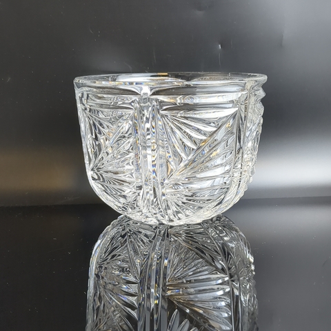 Салатник хрустальный алмазная грань, геометрический резной орнамент, винтаж СССР 1970-1990 гг