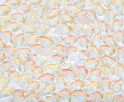 Стеклянные стразы  (5,5*8мм) 25шт, цвет розоавый с переливом