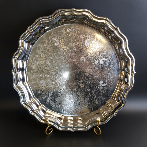 Мельхиоровый поднос - Кольчугино - МНЦ - СССР - диаметр 37 см.