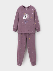 пижама  для девочки  К 1581/темная орхидея,полянка