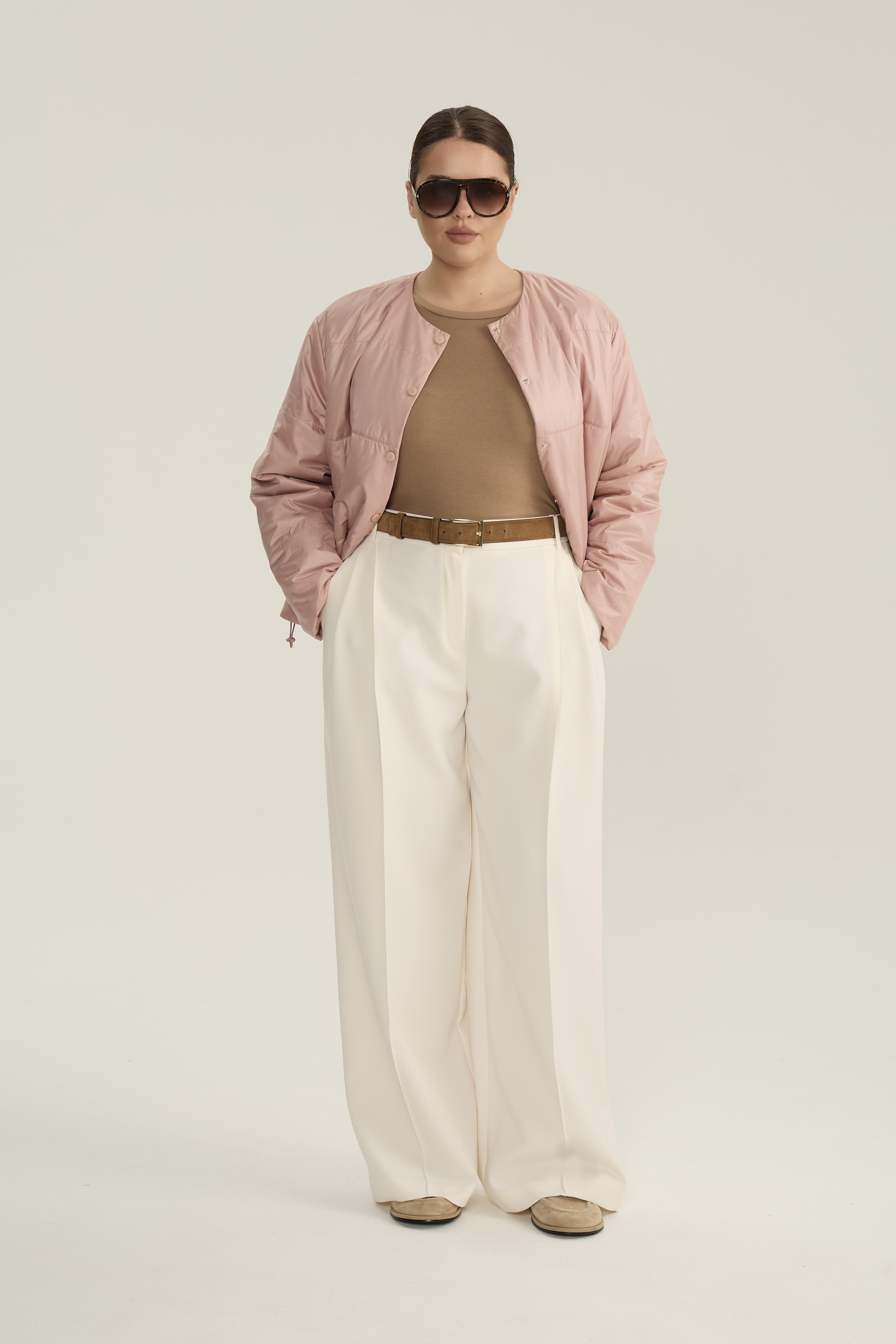 Куртка стеганая короткая, пудра