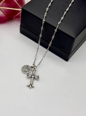 Колье-цепочка с двумя подвесками в стилистике CHROME HEARTS