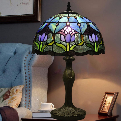 Картинка лампа Skully Tiffany purple tulip - 4