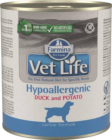 Farmina Vet Life Hypoallergenic консервы для собак гипоалергенный (паштет утка с картофелем) 300г