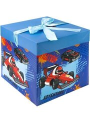 Коробка складная Гоночная машинка 15х15х15 см, с лентой