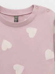 лонгслив  для девочки  КР 302829/розовый лед,сердечки к597