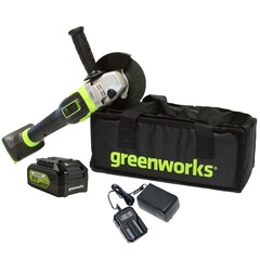 Аккумуляторная угловая шлифовальная машина (болгарка) GREENWORKS 24V GD24AG (3200207UB) с 4 Ач аккумулятором и зарядным устройством в сумке