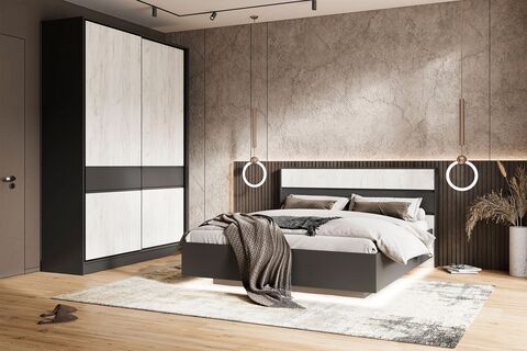 Спальня Роджина комплект №2 Дуб Крафт Белый/Графит, графит