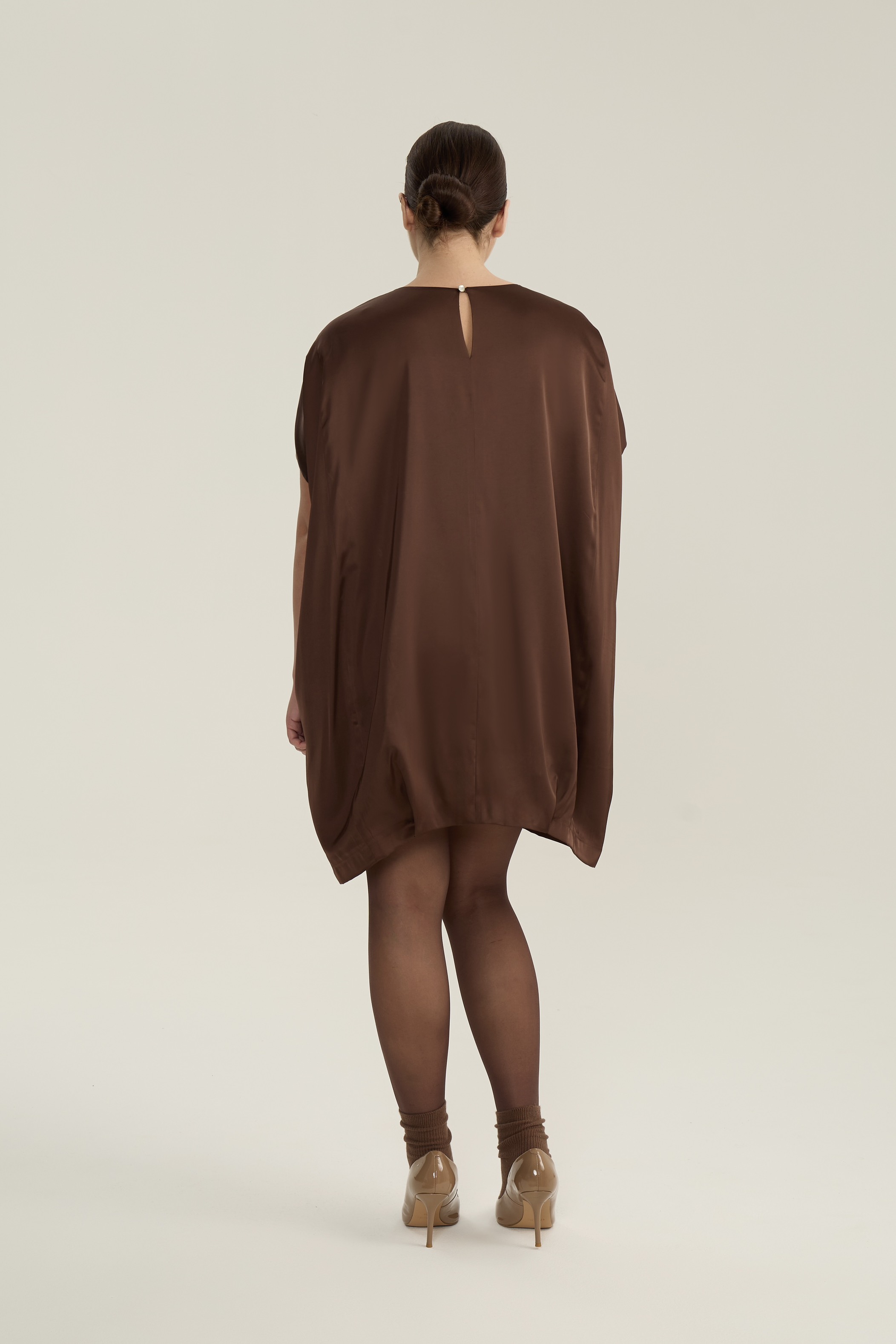 Платье-кокон мини, шоколад