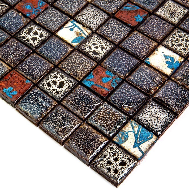 Vint-10-3 Испанская керамическая мозаика Gaudi Vintage коричневый серый темный квадрат