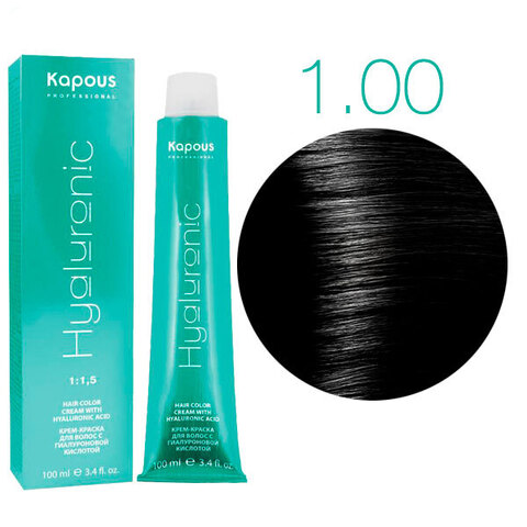 Kapous HY Hyaluronic Acid 1.00 (Черный интенсивный) - Крем-краска для волос с гиалуроновой кислотой