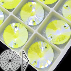 Стразы пришивные неоновые Rivoli Neon Yellow SI, Риволи Круг желтый Шиммер неон на StrazOK.ru