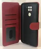 Чехол книжка для Xiaomi Redmi Note 9 кожаный красный с магнитной застежкой / flip чехол с функцией подставки / отделением для пластиковых карт и денег