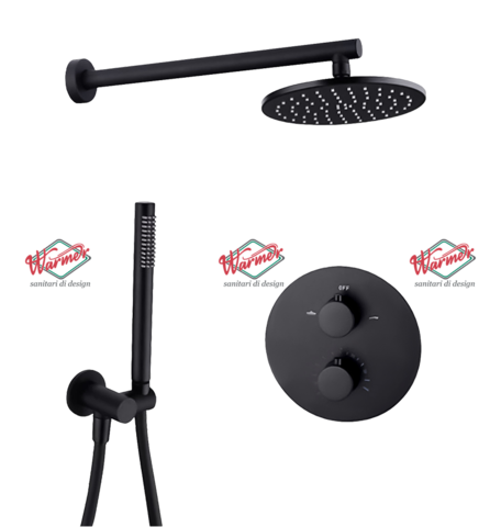 Душевой термостатический комплект Warmer Black Line  400300-10D Termo