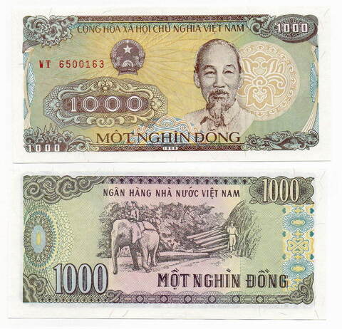 Банкнота Вьетнам 1000 донгов 1988 год. UNC