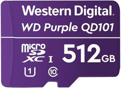 Карта памяти WD 512GB MicroSDXC Purple SC QD101 Ultra Endurance Class 10 UHS-1 (U1) для видеонаблюдения