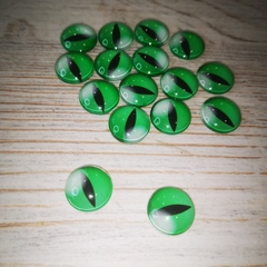Глазки стеклянные круглые клеевые Зеленые 14мм (2шт)