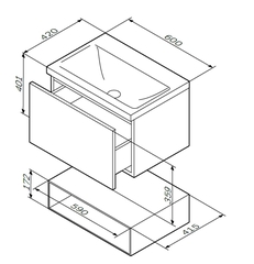 Тумба с раковиной подвесная, 60 см AM.PM GEM - M90FHX06021WG