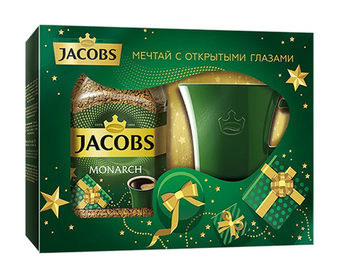 купить Подарочный набор: Кофе растворимый Jacobs Monarch, 95 г + Чашка с рисунком