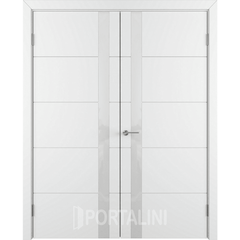 Купить Двустворчатая дверь эмаль VFD Trivia Polar белая стекло белое