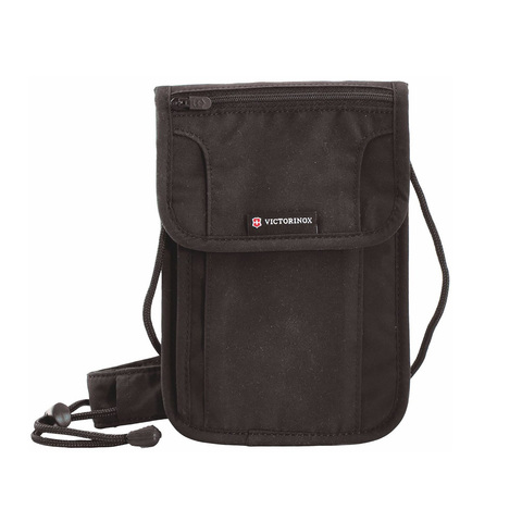 Нашейный кошелёк-органайзер Victorinox Deluxe с защитой RFID, цвет чёрный, полиэстер с бархатным покрытием, 21x14x1 см. (31171901)