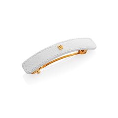 Balmain Hair Couture Заколка-автомат белая кожа с логотипом В Limited Edition White Leather Large Barrette FW24