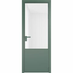 Алюминиевая дверь 19AG зелёный воск остеклённая