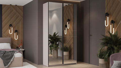 Шкаф-купе Оскар Хилтон 2-х дверный с зеркалами 118 кашемир / ручка черная