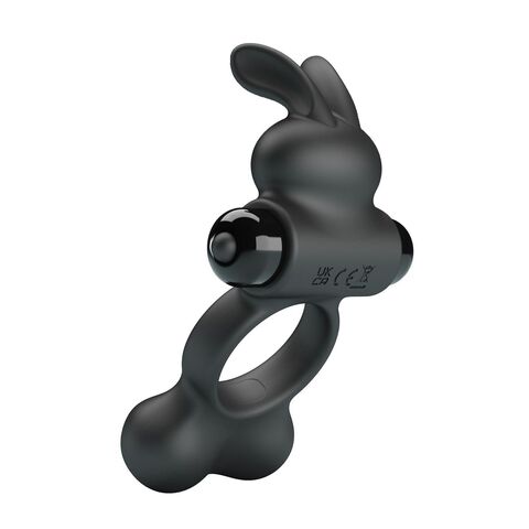 Черное вибрирующее кольцо с металлическими шариками Yusuf - Baile Pretty Love BI-210346
