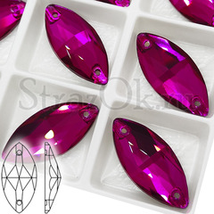 Стразы пришивные Navette Ruby Rose, Лодочка Руби Роуз рубиново-розовые на StrazOK.ru