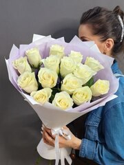 Букет из 15 белых роз (Кения 60 см)