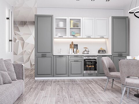 Прямая модульная кухня Ницца Royal-01 Blanco/Magnum - Белый 2140*3150*600