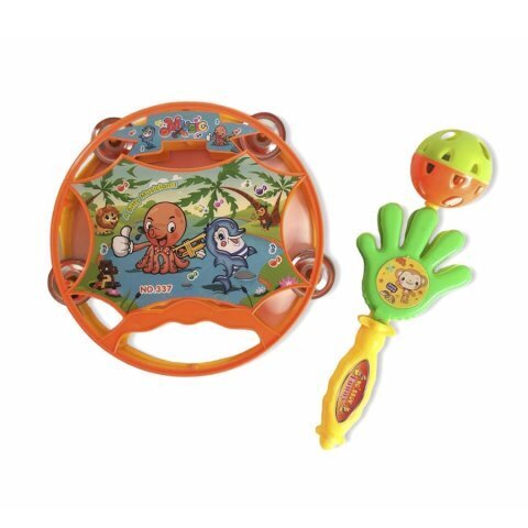 Бубен на листе с погремушкой